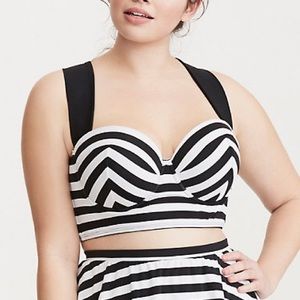 Torrid Bikini Top Black and White Stripe